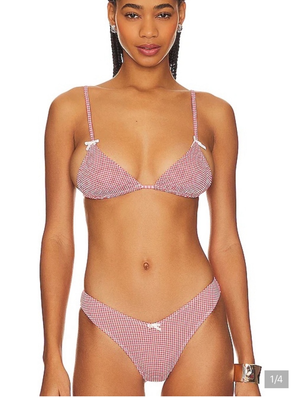 Frankie’s bikinis Red Gingham Triangle Bikini Set